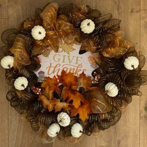 Thanksgiving/Deco Mesh/Fall wreath